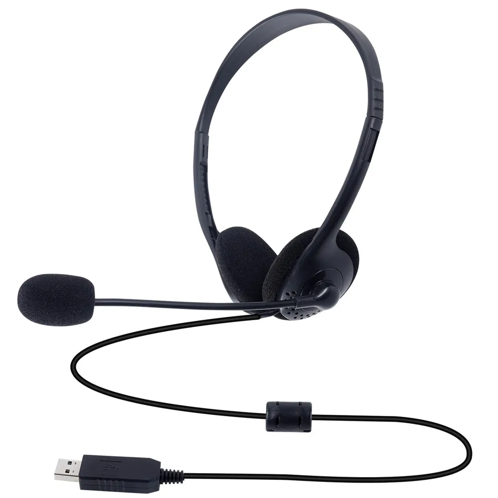 USB Computer Headset Lightweight 3.5mm Jack PC Headset with Microphone Noise Cancelling Wired Headphones for Skype Call Center