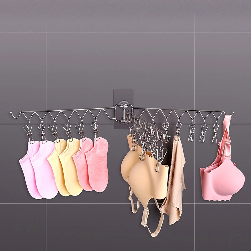 

Laundry Hanger Dryer Wall Mounted Bras Towels Lingerie Hooks Stainless Steel Socks Underwear Baby Clothes Drying Rack