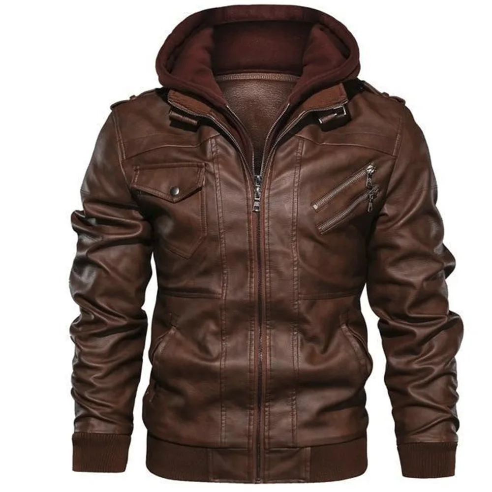 Friends Style Leather Jacket Men's Slim Zipper PU Jacket Autumn and Winter Men's Leather Jacket Jacket motorcycle jacket brown biker jacket