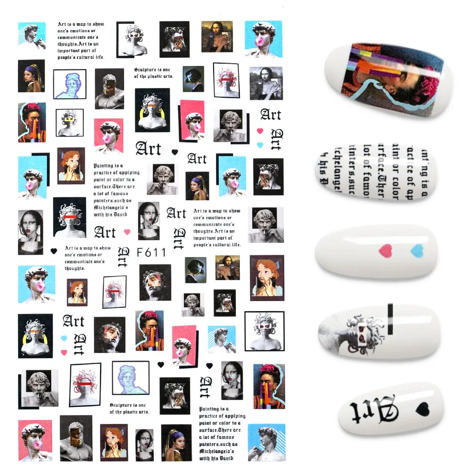 The New 3D Nail Sticker Cool English Letter stickers for nail Foil Love Heart Design Fashion Manicure Stickers