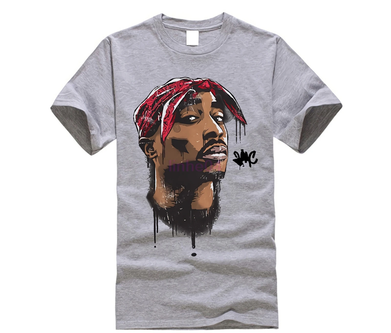 Tupac хип-хоп рэпперская Футболка Мужская модная футболка с принтом 2pac белые футболки с круглым вырезом для мужчин - Цвет: light grey