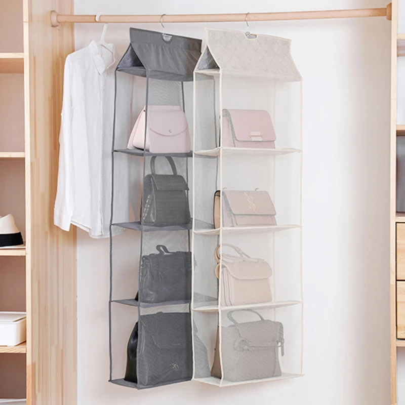 2/3/4 Layers Bag Storage Hanging Bag, Wardrobe Wall Mounted Fabric