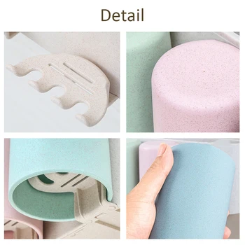 

Hot Wall Mounted Toothbrush Toothpaste Holder Rack Punch-Free Toiletries Organizer Storage Set With Three Cups For Bathroom