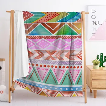 

3D Print Sherpa Blanket Sofa Couch Quilt Cover Travel Bedding Outlet Velvet Plush Throw Fleece Blanket Watercolor stripes