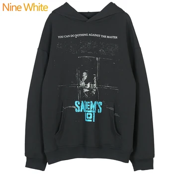 

NineWhite Hip hop black sweater lovers explore dark theme printing loose Pullover men's and women's hoodies
