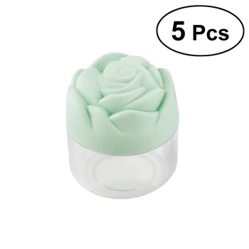 

5pcs Rose Flower Shaped Facial Mask Container Empty Jar Pot Plastic Cosmetic Makeup Face Cream Container 20g (Green)