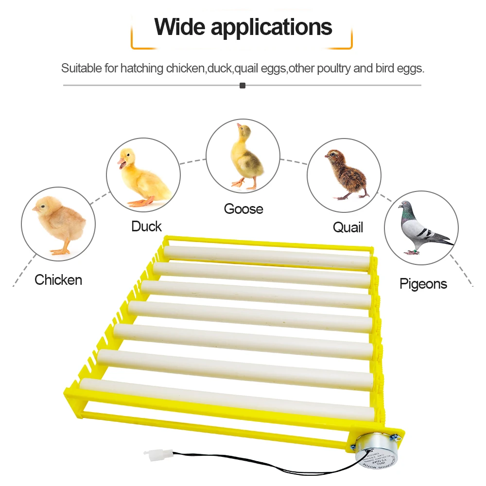 Egg Incubator 42 Bird Duck Chicken Eggs Hatching Turn Tray Poultry7 Rollers Incubation Equipment Hatching with Auto Turn Motor