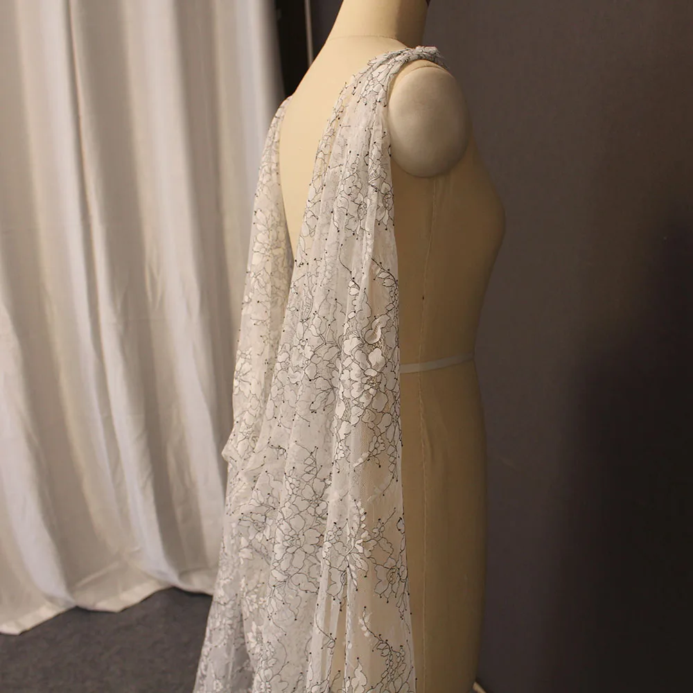 

Beautiful Wedding Cape with Black Thread Lace Bridal Bolero Bridal Capes Bolerko Slubne 2020