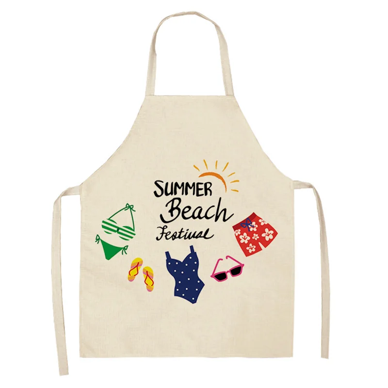 Summer Women Men Kitchen Aprons Housewife Apron Waterproof Cooking oil-proof Cotton Linen Home Antifouling Chef 68*55 0066
