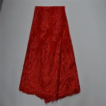 

2020 Latest African Embroidered Tulle Lace Fabric High Quality Red Nigerian Bridal Lace Fabric French Net Lace For Evening Party