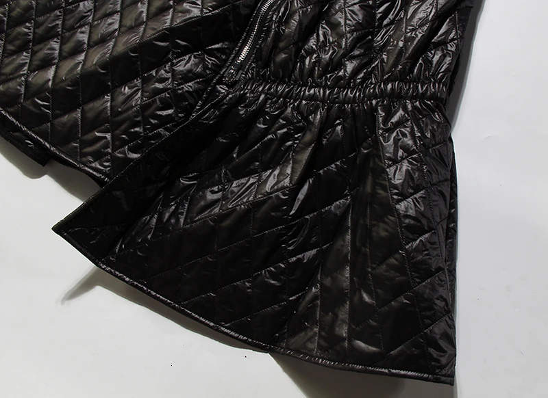 [EAM] высокая эластичная талия, черная Асимметричная юбка с хлопковой подкладкой, женская мода, новинка, весна-осень, 1N021