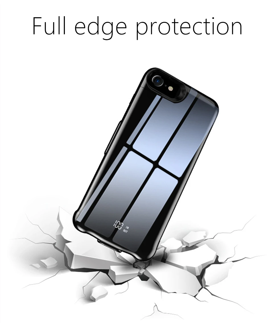Батарея чехол для iPhone 6 6s 7 8 5000/6000 мА/ч, Мощность банк заряда чехол для iPhone 6 6s 7 8 плюс светодиодный дисплей Батарея Зарядное устройство Чехол