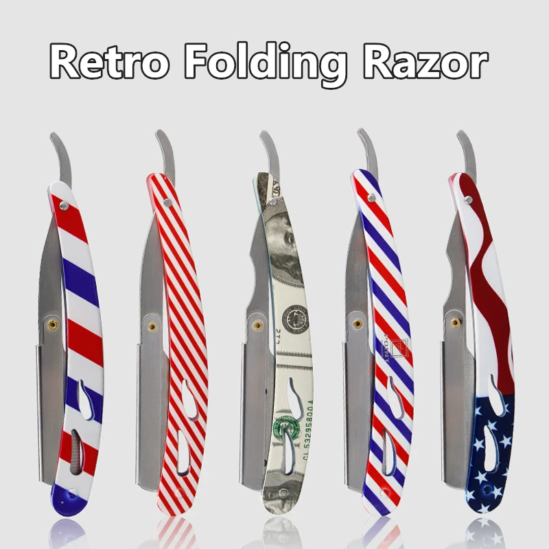 

1PC Vintage Shaving Razor Super Sharp Stainless Steel Folding Straight Manual Shaving Razor Beard Shaver Tool for Barber G0610