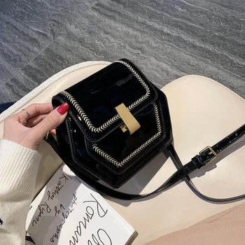 

Pu Leather Women Handbags Female Messenger Bags Ladies Shoulder Bags 2020 Fashion Casual Bright Patent Phone Hexagon Wild