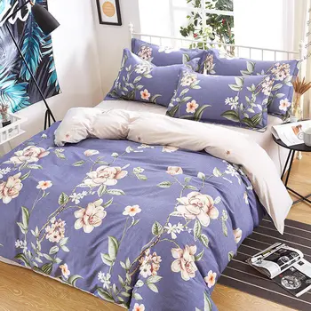 

100% Cotton Bedding Set 220x240 Duvet Cover Bed Linen Sets Children Adult Flower Spring Printed Flat Sheet with Pillowcases