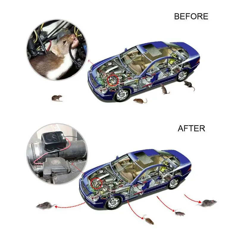 Car Ultrasound Mouse Repeller Intelligent Sensor Switch Circuit Protection LED Strobe Light Ultrasonic Rat Repeller