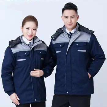 

Winter Thicken Work Clothes Men Women Coldproof Removable Outdoor Warm Labor Protection Stitching Color High Quality Clothes