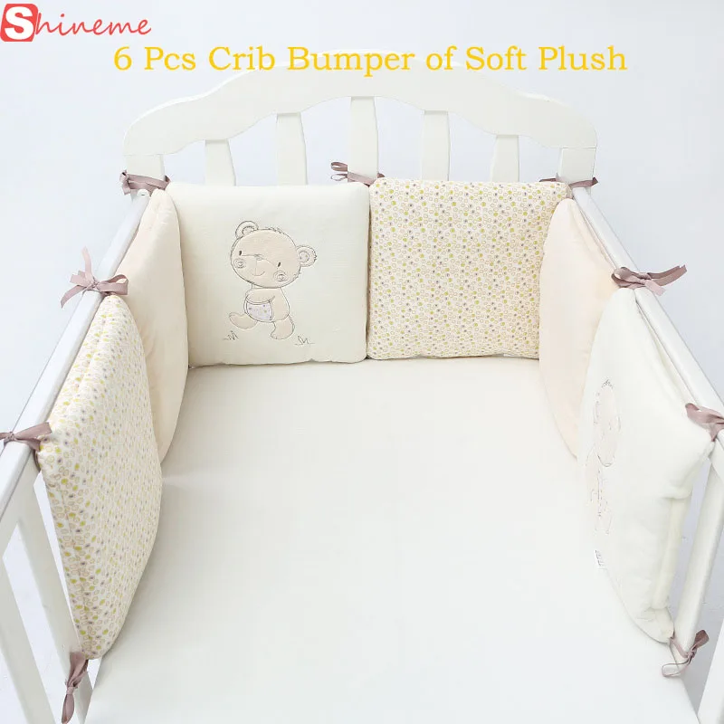 Детская кроватка-бампер, Детская Хлопковая детская кроватка ясли, ограждение с мишкой, постельные принадлежности для мальчиков и девочек, 6 шт