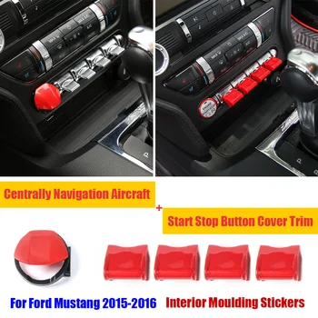 

Centrally Navigation Aircraft Start Stop Button Cover Trim Red For Ford Mustang 2015+ Interior Moulding Stickers New