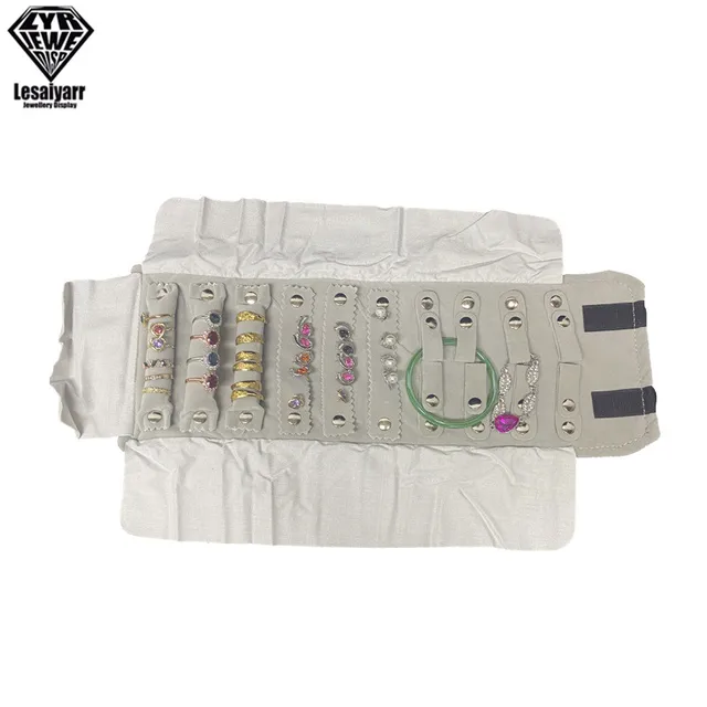 Sac en rouleau de bijoux, étui de transport Portable, organisateur en velours noir, boîte de rangement multifonctionnelle pour colliers, bagues, boucles d'oreilles, vente en gros