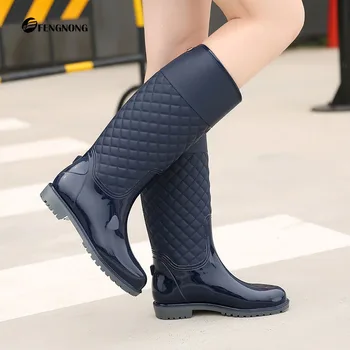 

Outdoors Fishing Hunting Water Shoes Women's High Tube Diamond Lattice Warm Inner Tank Thickened Casual Non Slip Rain Boots