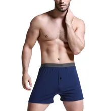 Men 95% Cotton Underwear Soft Boxer Brief Comfortable Underpant Male Breathable Shorts Large Size Boxers Button Crotch Panties