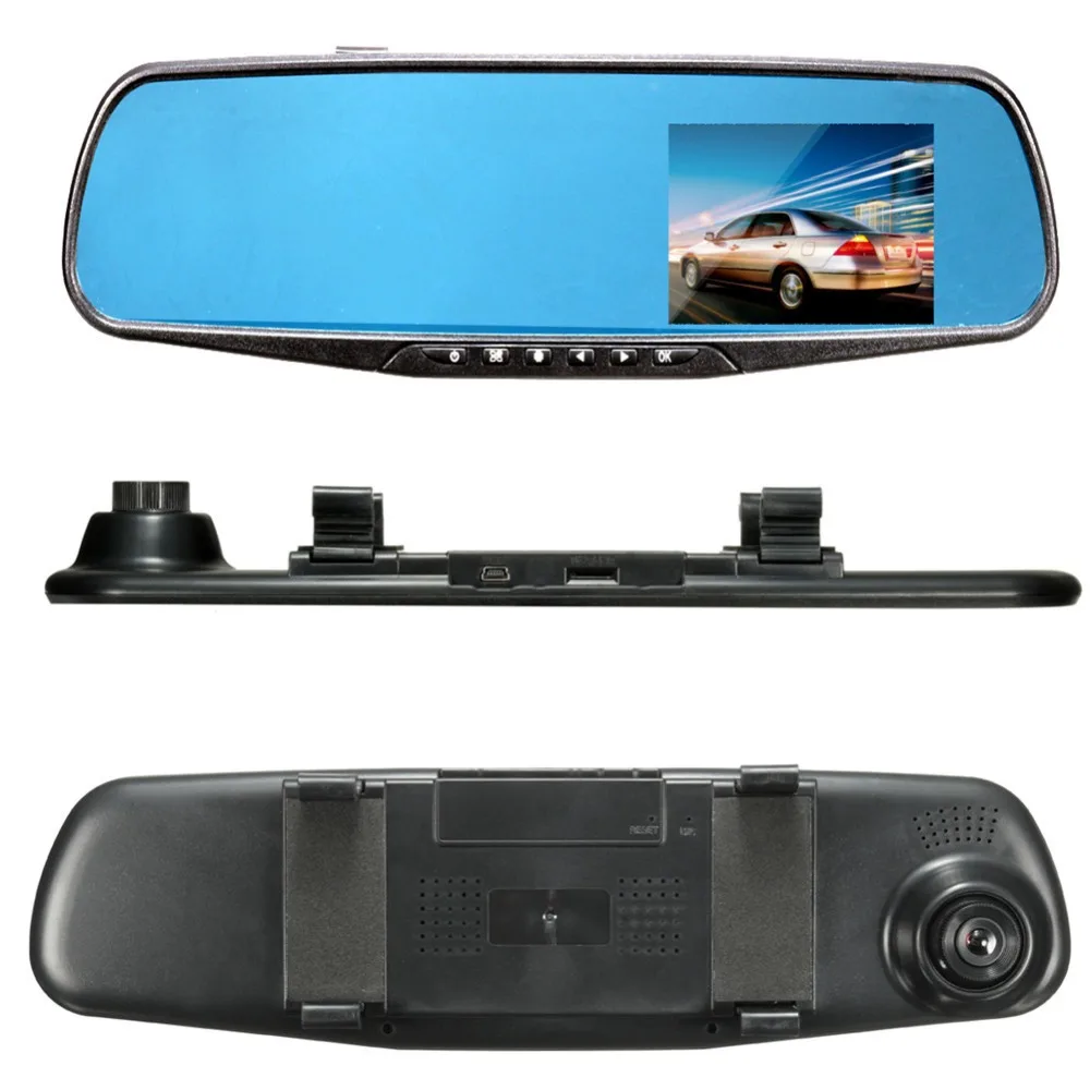 Full HD 1080P Автомобильный видеорегистратор Камера авто 2,8 дюймов зеркало заднего вида Цифровая видеокамера автомобиля двойной объектив Автомобильный видеорегистратор