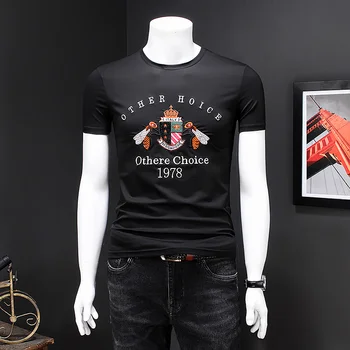 

2020 New t shirt men bee embroidery men shirt