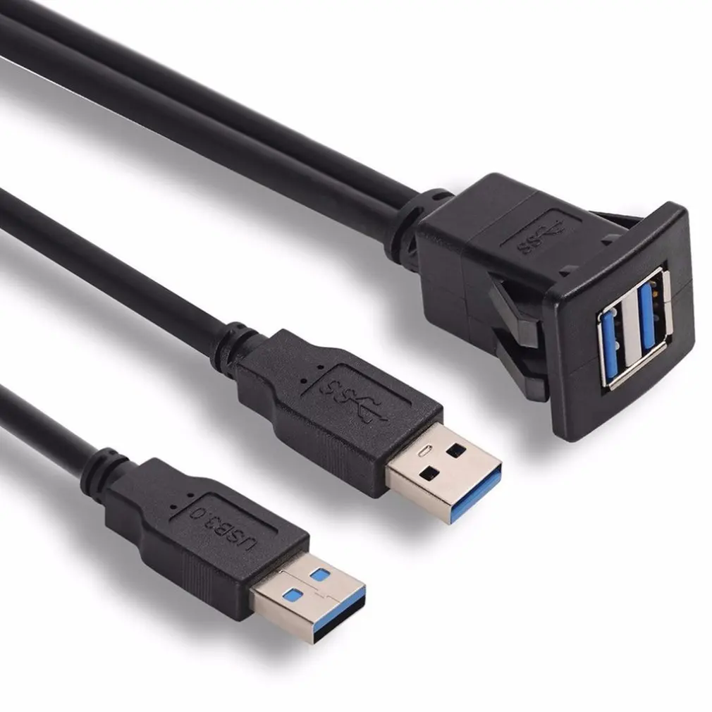 1 M/2 M Разъем USB кабель для передачи данных 3,0 Авто заподлицо мужчина к гнездовому разъёму провод-удлинитель приборной панели Панель квадратный аудио линия для мотоцикла