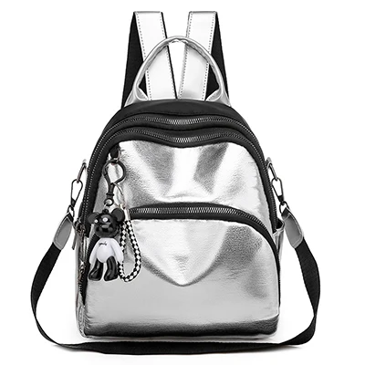 Vadim многофункциональный женский рюкзак, женские дорожные сумки, женский рюкзак, школьный рюкзак для девочек-подростков, подвеска в виде медведя, Sac a Dos - Цвет: Large Silver