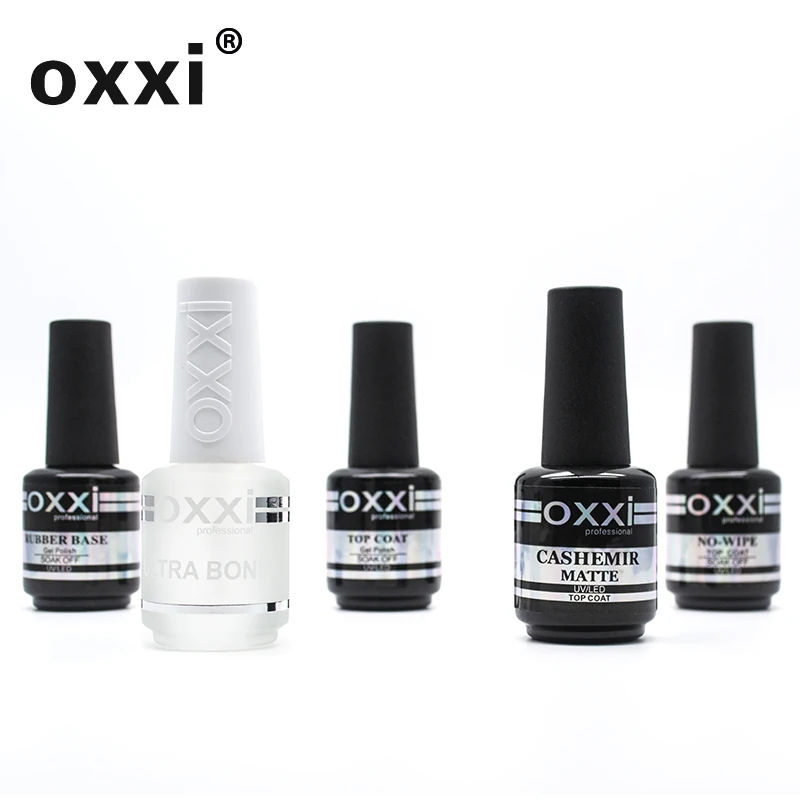 oxxi Latest 15ml Nail Rubber Base Coat Semi Permanant UV Gel Varnishes Primer for Nails Matte Top Coat Nail Art Base Top Gellak 6