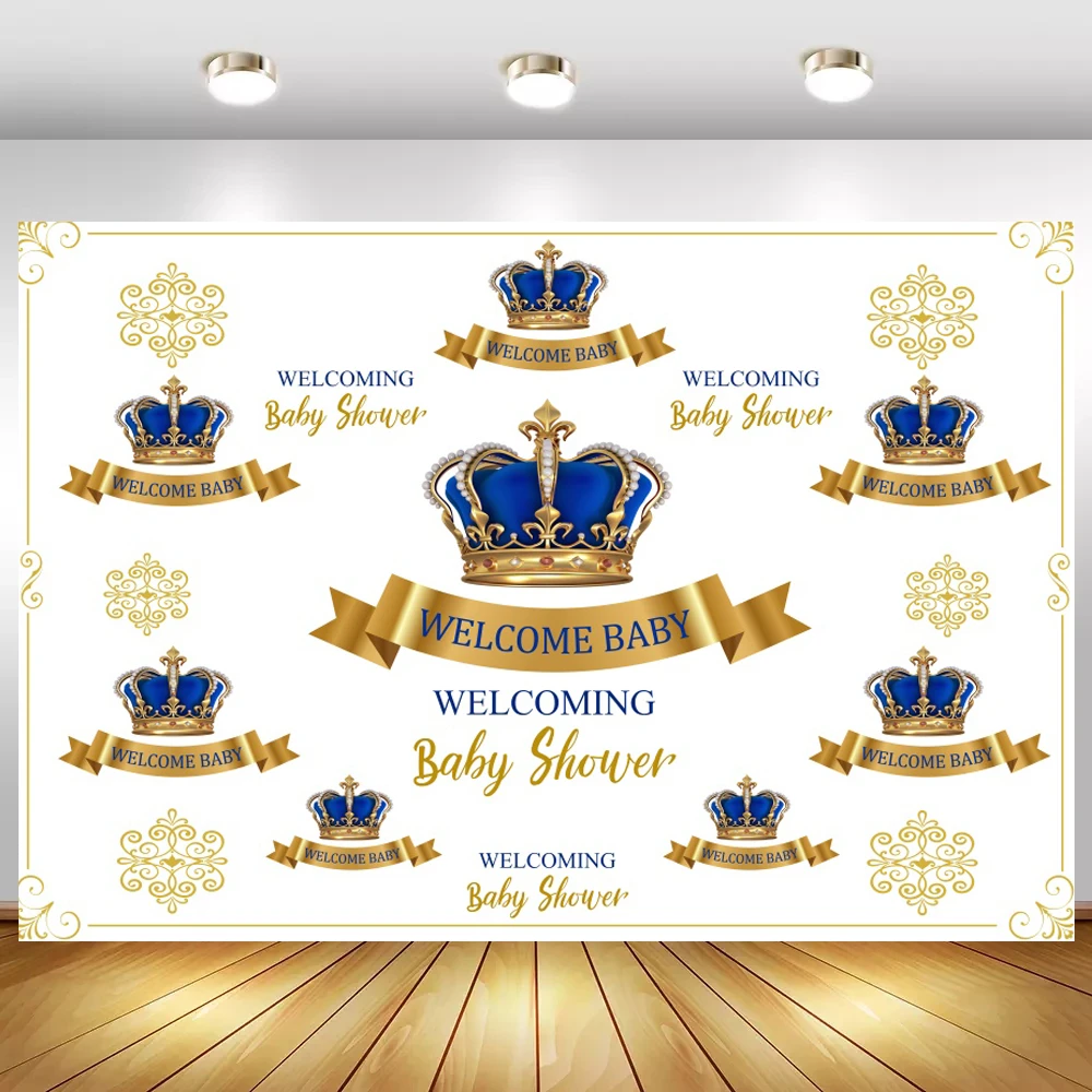 Selamat Datang Baby Shower Royal Blue Crown Foto Latar ...