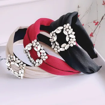 

CN Vintage Bohemian Metal Rhinestone Wide Headband For Women Girl Crystal Hairband Hair Hoop Hair Accessories
