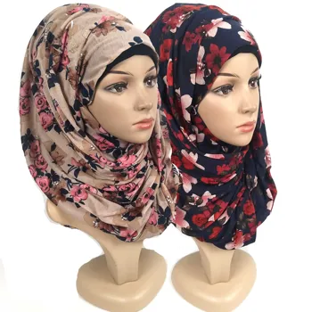 

V12 10pcs High quality flower pribted jersey hijab shawl wrap 180*80cm women scarf/scarves wrap headband can choose colors