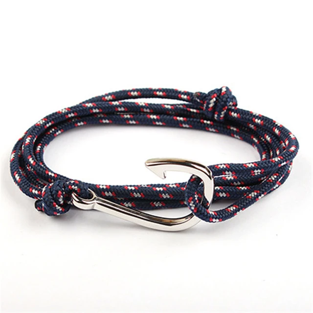 Amazon.com: Anchor Leather Bracelet for Men - Vintage Black Rope Wrist Band  Hook Charm : Clothing, Shoes & Jewelry