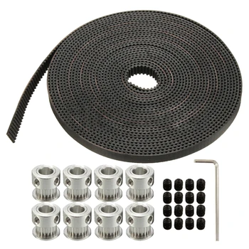 

8PCS GT2 20T Bore 8mm Timing Pulley & 5m Belt For RepRap Prusa Mendel 3D Printer