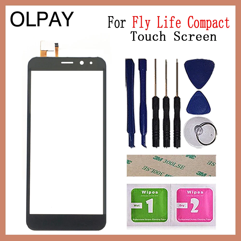 

OLPAY 4.95" Mobile Touch Screen Sensor For Fly Life Compact Touch Screen Digitizer Front Glass Panel Free Adhesive+Wipes