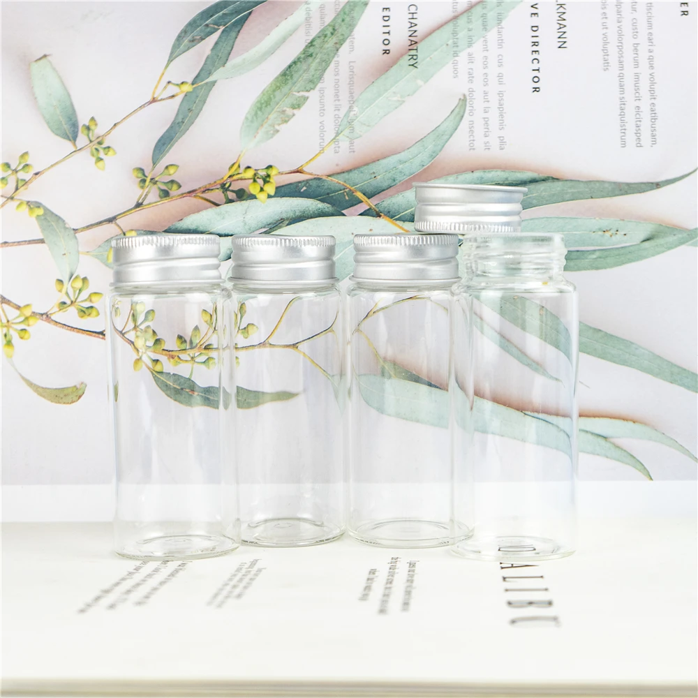 70ml 37x90x25mm Glass Bottle with Screw Cap Storage Bottle Glass Sealed Small Vials Jars Seal Leak Proof Jars 24pcs 6