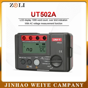

UNI-T UT502A 2500V Digital Insulation Resistance Meter Tester Megohmmeter Highly Voltmeter Continuity Tester w/LCD Backlight