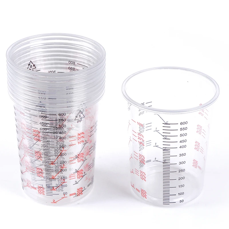 10pcs Transparent Plastic Paint Mixing Cups For Accurate Mixing Of Paint And Liquids 600ML School Laboratory Cups