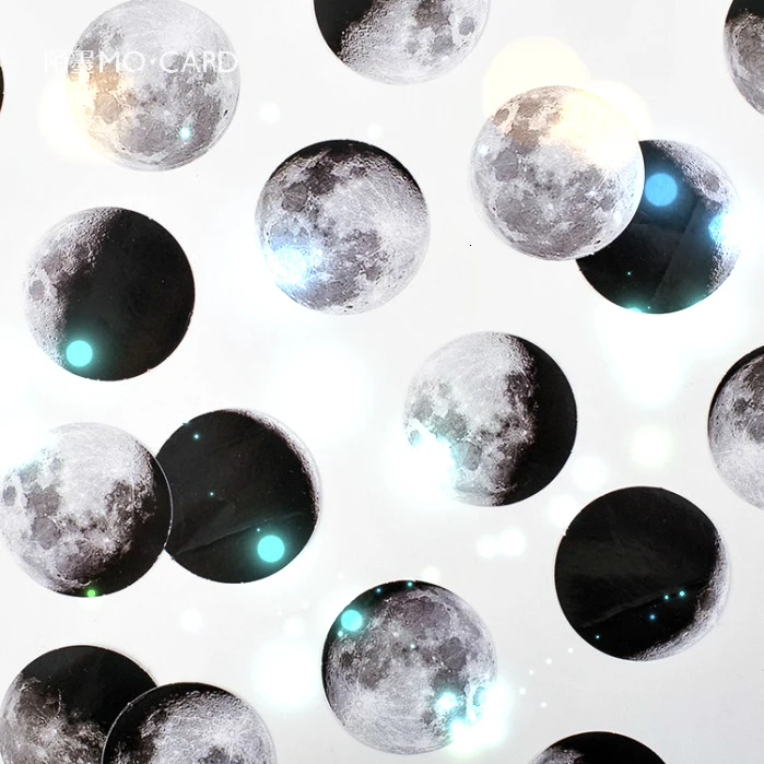 

45pcs/box Kawaii Stationery Photo Of The Moon Stickers Black And White And Beautiful Decoration Diary Scrapbooking