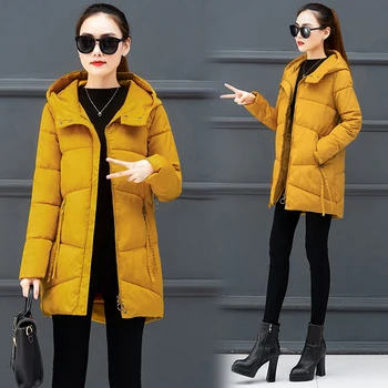 

Winter Hooded Warm Women Coat Slim Cotton padded Jacket Female Casual Parka Windproof Waterproof Long Womens Outerwear Feminina