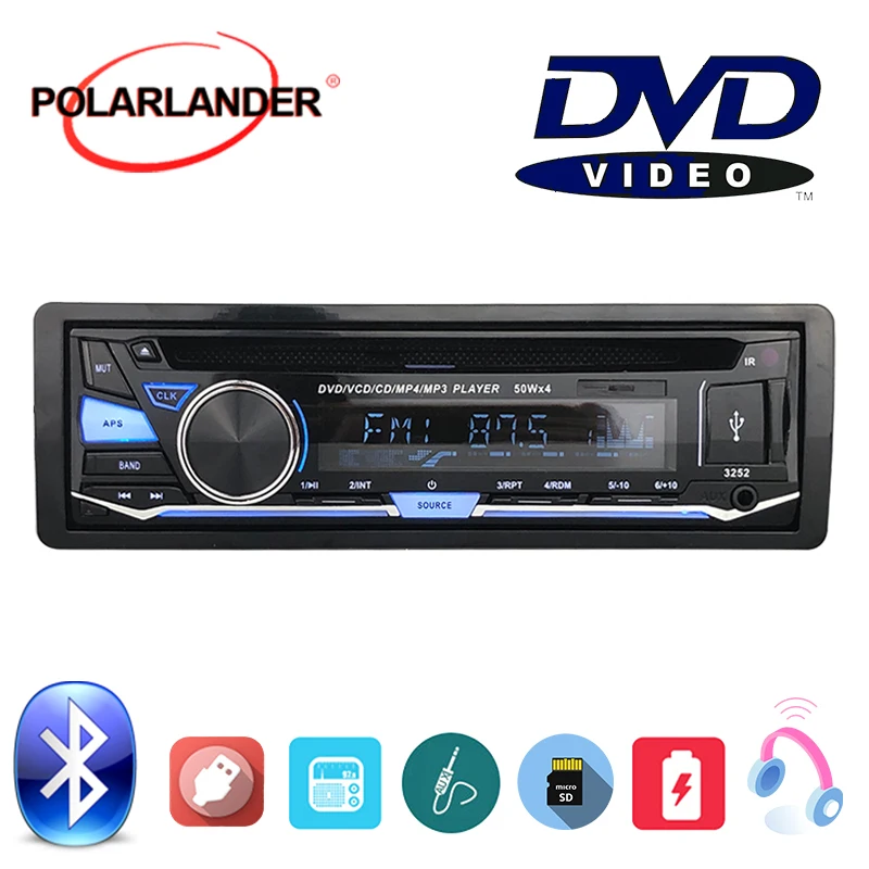 BT Bluetooth автомобильное радио стерео 1 DIN Съемная панель аудио Музыка CD DVD MP3 плеер FM