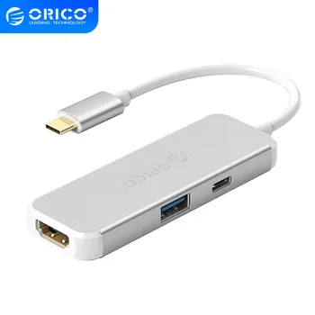 

ORICO Mini Aluminum HUB TYPE-C to HDMI+USB3.0+TYPE-C Splitter Power Interface for iMac MacBook Air Computer Laptop