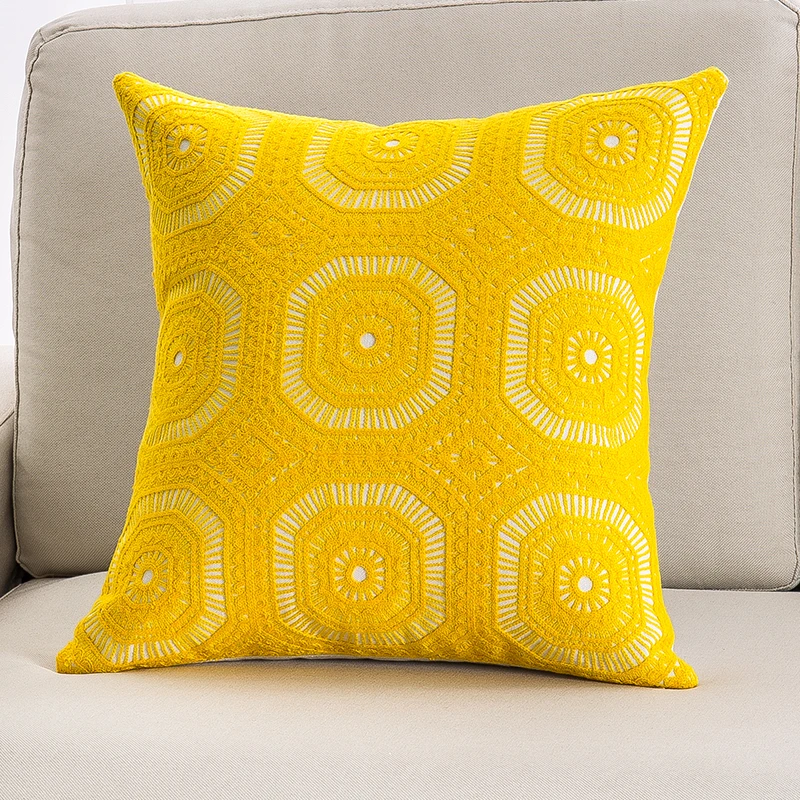 Желтая серия вышитая наволочка геометрические узоры простые модные высококачественные мягкие наволочки для дома/отеля - Цвет: 3