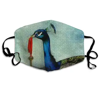 

Creative Beautiful Peacock Holding The Key to Success DrawingOutdoor Sun Face Masks for Men Cycling Nose Cover Cartoon Creative
