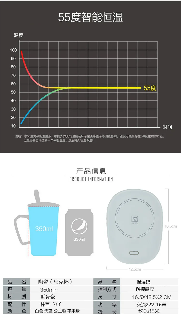 Portable 55-Degree Heating Coasters New Style Creative Coffee Cup Warmers Strange New Household Insulated Coaster Gift Customiza