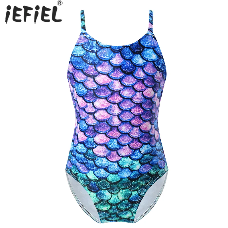 Bañador de sirena para niñas pequeñas, traje de baño de una pieza con de escamas de pescado de colores, Tankini sin mangas, ropa de playa|Trajes de baño| - AliExpress