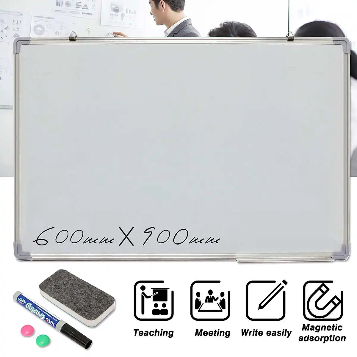 Новинка 600x900 мм магнитная доска для письма двухсторонняя с ручкой стирание магнитов кнопки для офиса школы| |   | АлиЭкспресс