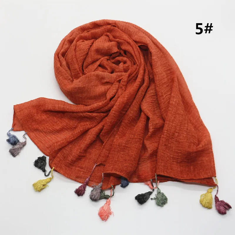 

Women Multicolored Tassel Hijab Shawl Plain Maxi Scarf Fashion Pendant Shawls Lady Muslim Hijabs Scarfs Soft Foulard Wrap